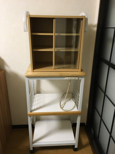 ミニ食器棚＋レンジ台のセット