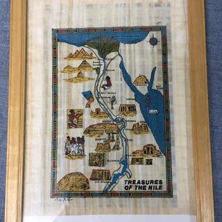 美品　※額入り※　エジプトのパピルス　（エジプト地図）　＜HAN...