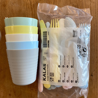 【新品】IKEA カップとスプーンフォークナイフセット