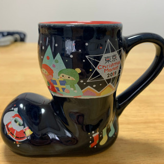 サンタブーツ&バラのコップの画像