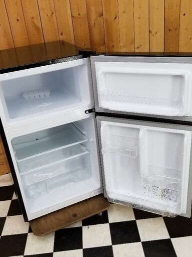 お洒落な木目調 2ドア冷蔵庫 小型 90L TH-90L2-WD 【左右開き対応】TOHOTAIYO ウッド 2019年製