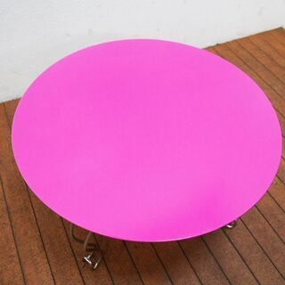 ピンク色の丸ローテーブル 60cm（GA100）の画像