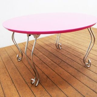ピンク色の丸ローテーブル 60cm（GA100）の画像