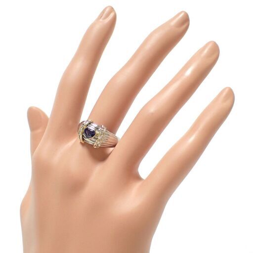 E404 Pt900 ベース コンビ ダイヤモンド サファイア 指輪 リング 9.8g