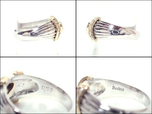 E404 Pt900 ベース コンビ ダイヤモンド サファイア 指輪 リング 9.8g