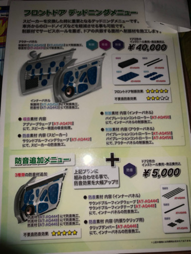 フロント　ドア　デッドニングメニュー