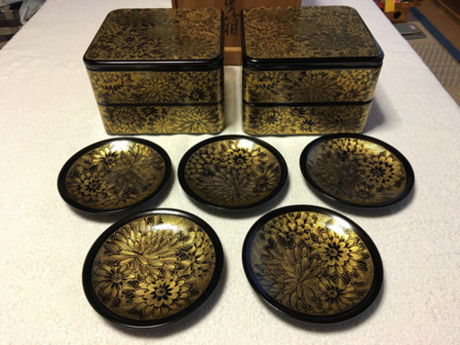 ✴️ 本輪島塗 総沈金極上細工四段重箱 箱付