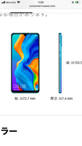 ファーウェイ　P30Lite 64GBピーコックブルー　SIMフリー　中古品　充電器　完全防水ケース付き