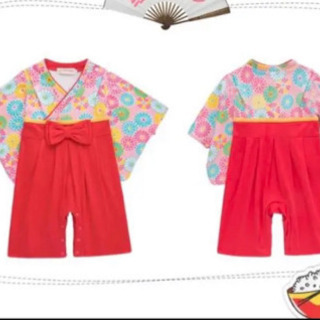 袴　振袖風　ロンパース　女の子　70cm 新品の画像