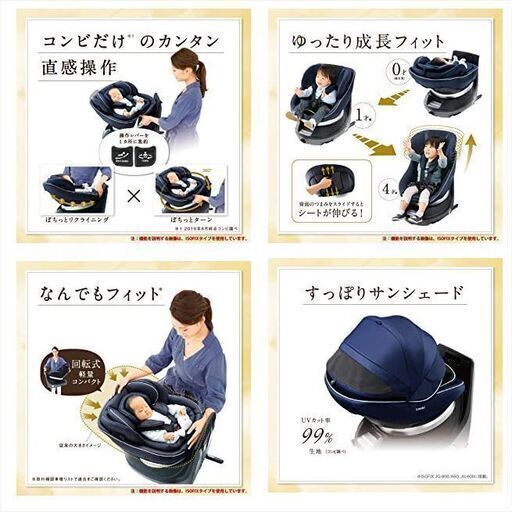 ★美品・洗濯済★ コンビ 回転式チャイルドシート　クルムーヴ スマート　isofix