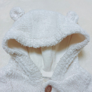 ベビーギャップ　くま耳　もこもこ　足つきカバーオール　70cmの画像