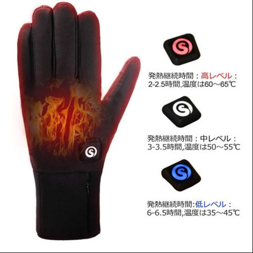 電熱ヒーター手袋　Lサイズ　黒　試着のみ