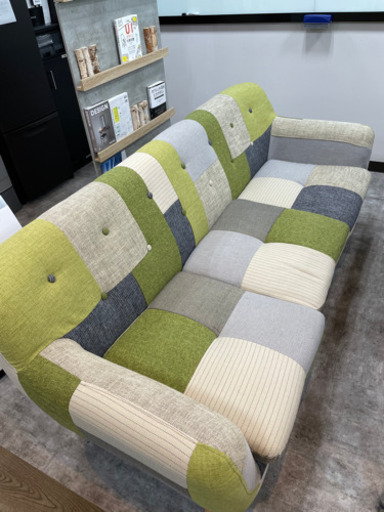 3人がけソファ　パッチワーク