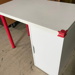 テーブル　家具　収納付き　オシャレ　ホワイト　レッドの画像