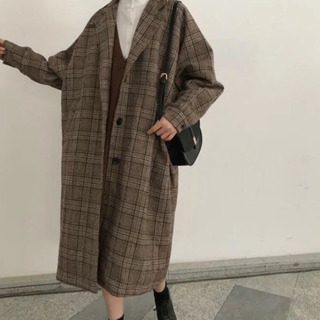 グレンチェックロングコート　お値下げの画像