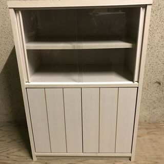 木製 食器棚 収納棚 ホワイト 幅57cm×奥行36cm×高さ8...