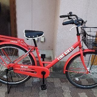FINE BIKES[ファインバイク]26吋 ファッションシティーサイクル 内装3段/LEDオート/レッド