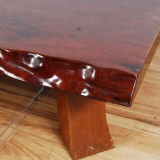 4383 耳付 紫檀 座卓 一枚板 脚取外し可 ローテーブル 幅 90cm 長さ 151.5cm 高さ32cm 天板厚み4.5cm 愛知県岡崎市 直接引取可能の画像
