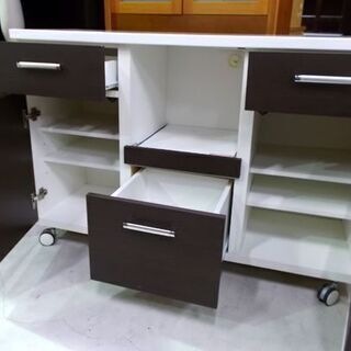 ミドルレンジボード 幅120cm 白 マルミツ キャスター付き 食器棚