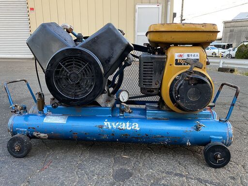 整備済 イワタ 2気筒 7Kgf/c㎡ 5馬力 エンジンコンプレッサ SUE-222P 現物確認 初期不良対応OK