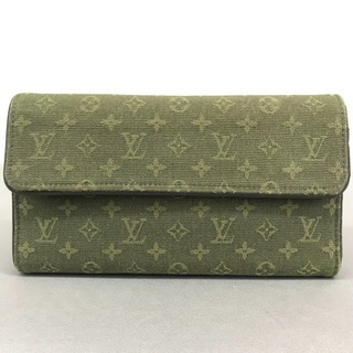 LV ルイヴィトン モノグラム ミニラン カーキデニム長財布