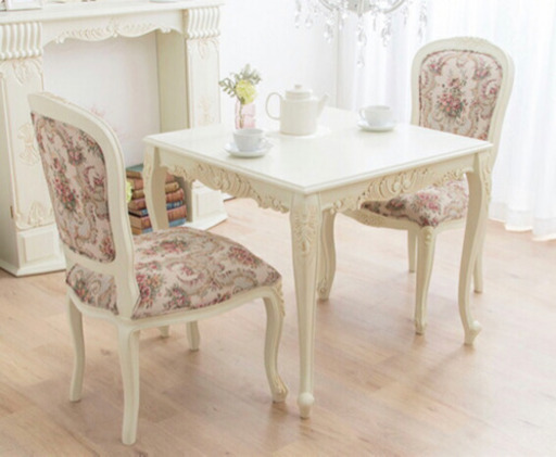 猫足　アンティーク テーブル 椅子二脚 二人用