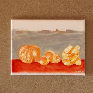 油絵　直筆　絵画：　みかん　＃２