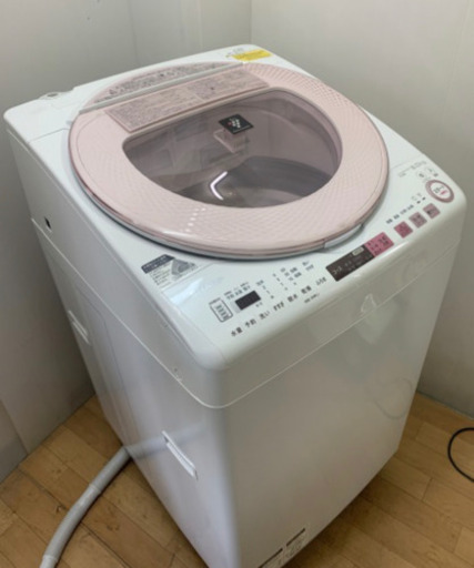 【中古】2016年製シャープ8kgES-TX8A-P 穴なし槽タイプ乾燥機能付き