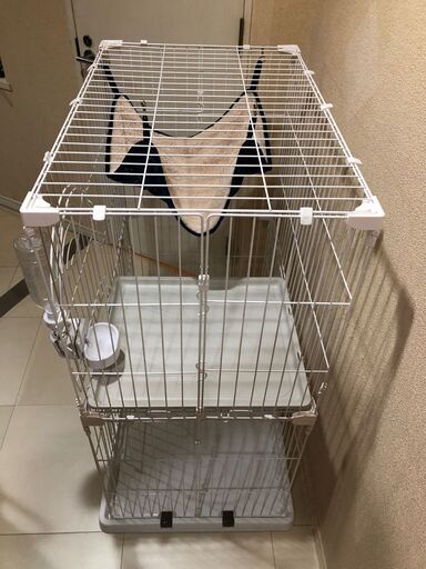 美品！キャットゲージ2段　ハンモック/給水器付　ねこ　ゲージ　