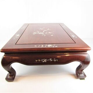 N2057・ 希少 花梨 螺鈿細工 ローテーブル 座卓 花台 松竹梅
