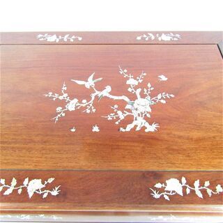 N2057・ 希少 花梨 螺鈿細工 ローテーブル 座卓 花台 松竹梅