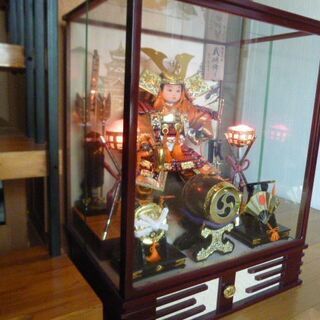 ５月人形　武将飾り　東玉鎧着大将　ガラスケース入り