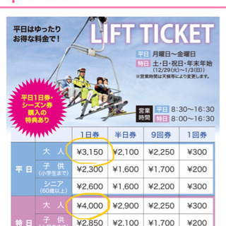 飛騨ほうのき平　一日リフト券　ペア2枚6000円の画像