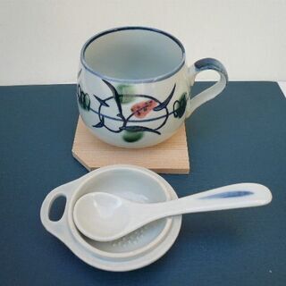 お碗 陶器 スプーン 箸置き 陶彩　セット　茶碗蒸し　ティーセット
