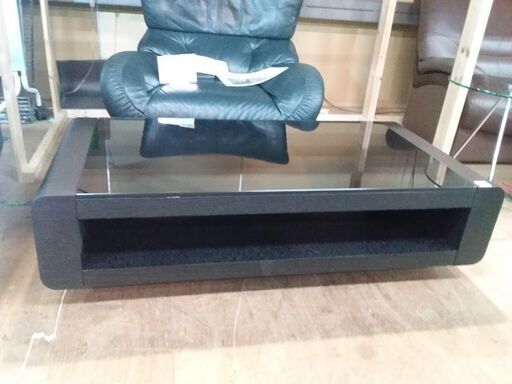 【店舗同時販売中】　ＮＩＴＯＲＩ　ニトリ　ベルネ　ガラス天板センターテーブル　黒　　【店頭ご来店購入限定】