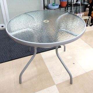 札幌市/清田区 ガーデンテーブル ガラステーブル 円卓 丸型テーブル