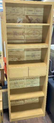 書棚 5段 引出し 一段\n幅94cm 奥行32cm 高さ183cm ナチュラル\n木製 本棚 収納棚