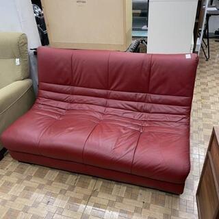 2.5人掛けソファ 合成皮革 レッド色 幅153/奥行90/高さ85 ?自社