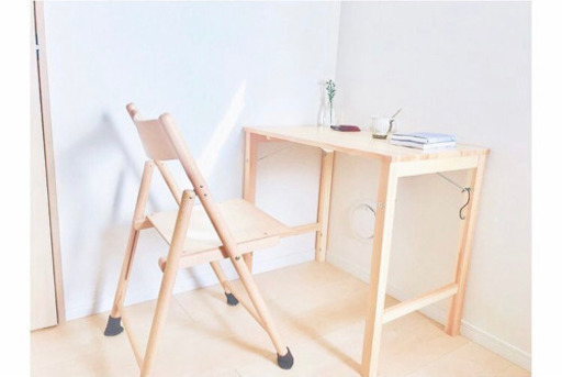 無印良品 パイン材デスク\u0026折りたたみチェア セット