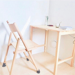 無印良品 パイン材デスク&折りたたみチェア セット