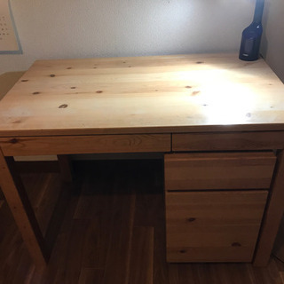 無印良品　パイン材　学習机(袖机付き)
