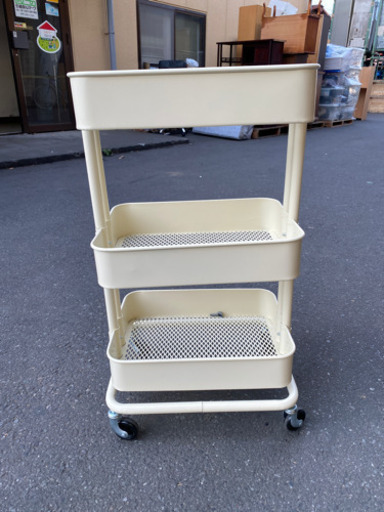 イケア IKEA RASKOG ロースコグ ワゴン スチール製 ホワイト キッチン 玄関 ベッドルーム オフィス 収納