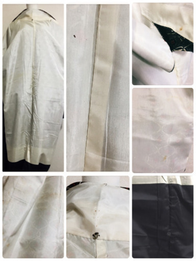 アンティーク着物 アジアン和エスニック 黒系 花柄 和服