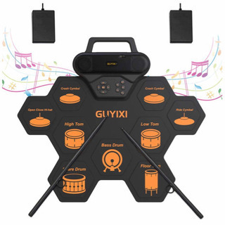 電子ドラム ポータブルドラム 9個ドラムパッド 6デモ曲 7ドラ...