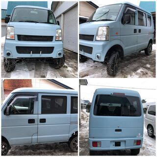ご成約です★車検長い★4インチリフトアップ 車検R4年1月 DA64V 4WD 5MT 全塗装 エブリィ マッドタイヤ オフロード 4インチアップの画像