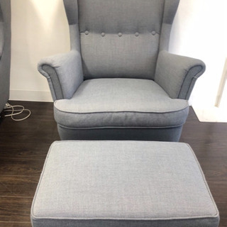 取引先決定] IKEA 1人掛けグレーソファー オットマン付き