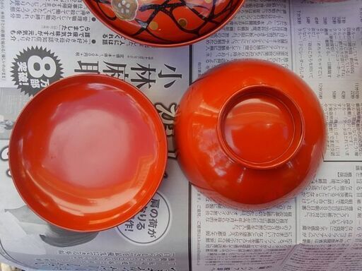 昭和戦前朱塗りお椀10客 アンティーク