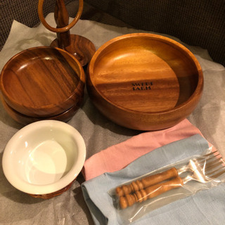 🍴【未使用】木製サラダボールセット【スイートファーム】