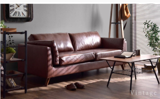 【美品】ブラウンレザーソファ