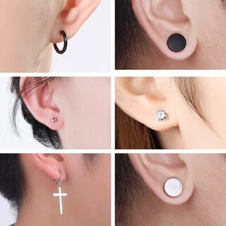 【新品】【12個セット】片耳 ピアス メンズ レディース 十字架 磁石 厳選ピアス 人気の画像